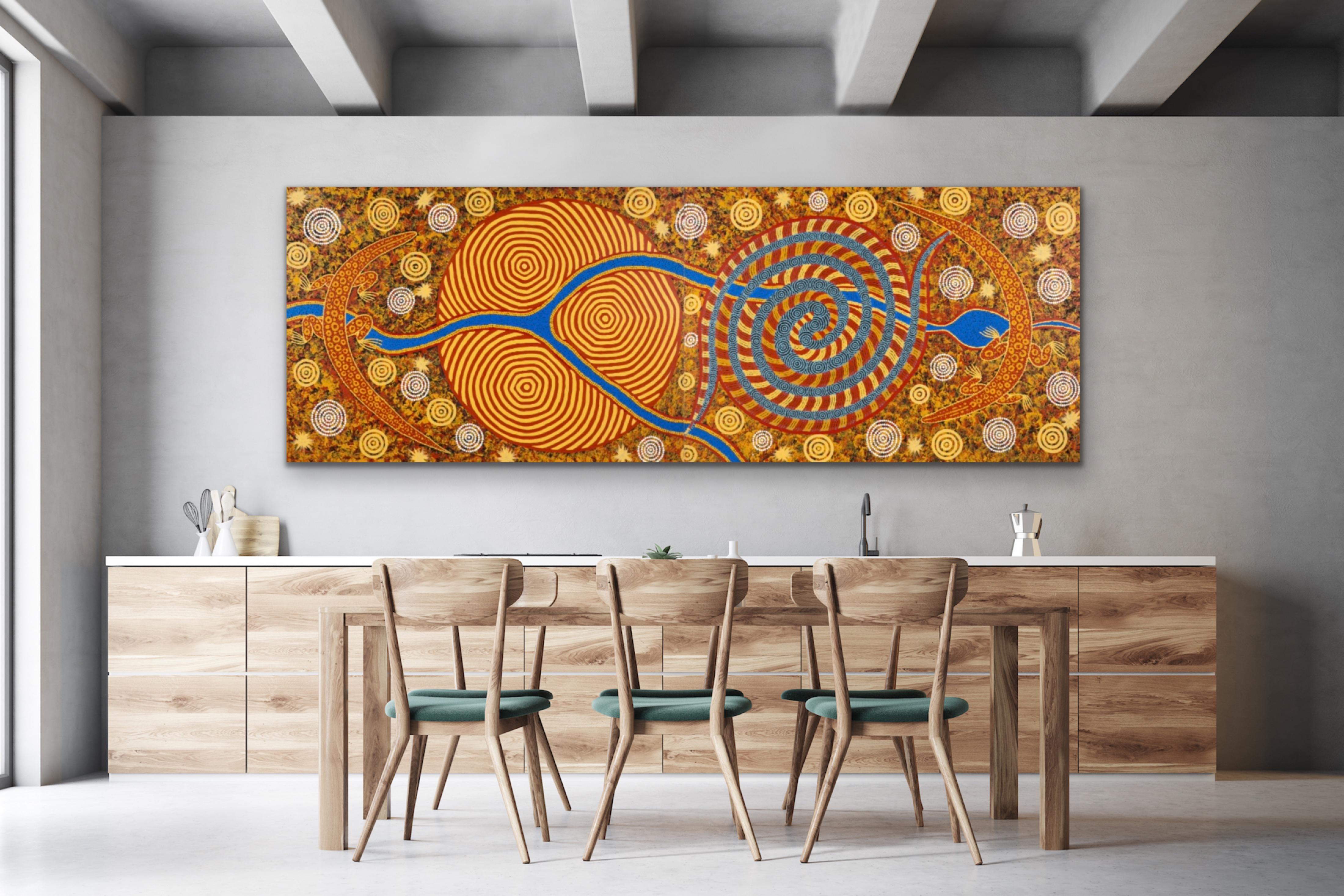 Lander River to Purtulu, Mount Theo - VERY LARGE Colorful Aboriginal Painting For Sale 13