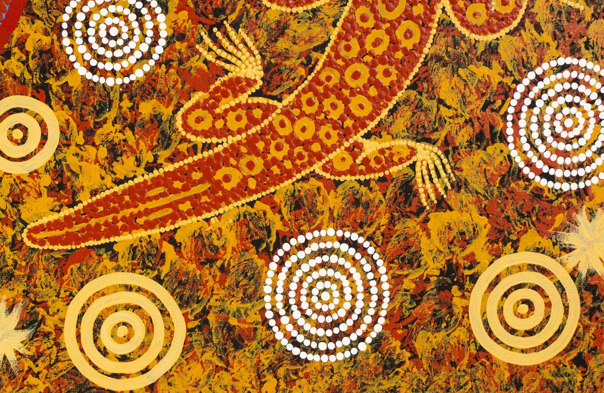 Lander River to Purtulu, Mount Theo – Buntes Aborigine-Gemälde, VERY LARGE im Angebot 4