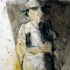Edward Holding Back, portrait of man in shadow, white, beige and grey