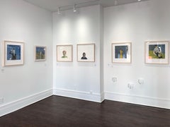 The Bishop, portrait of man in black, oil painting on paper