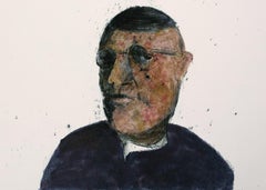 The Bishop, portrait of man in black, oil painting on paper