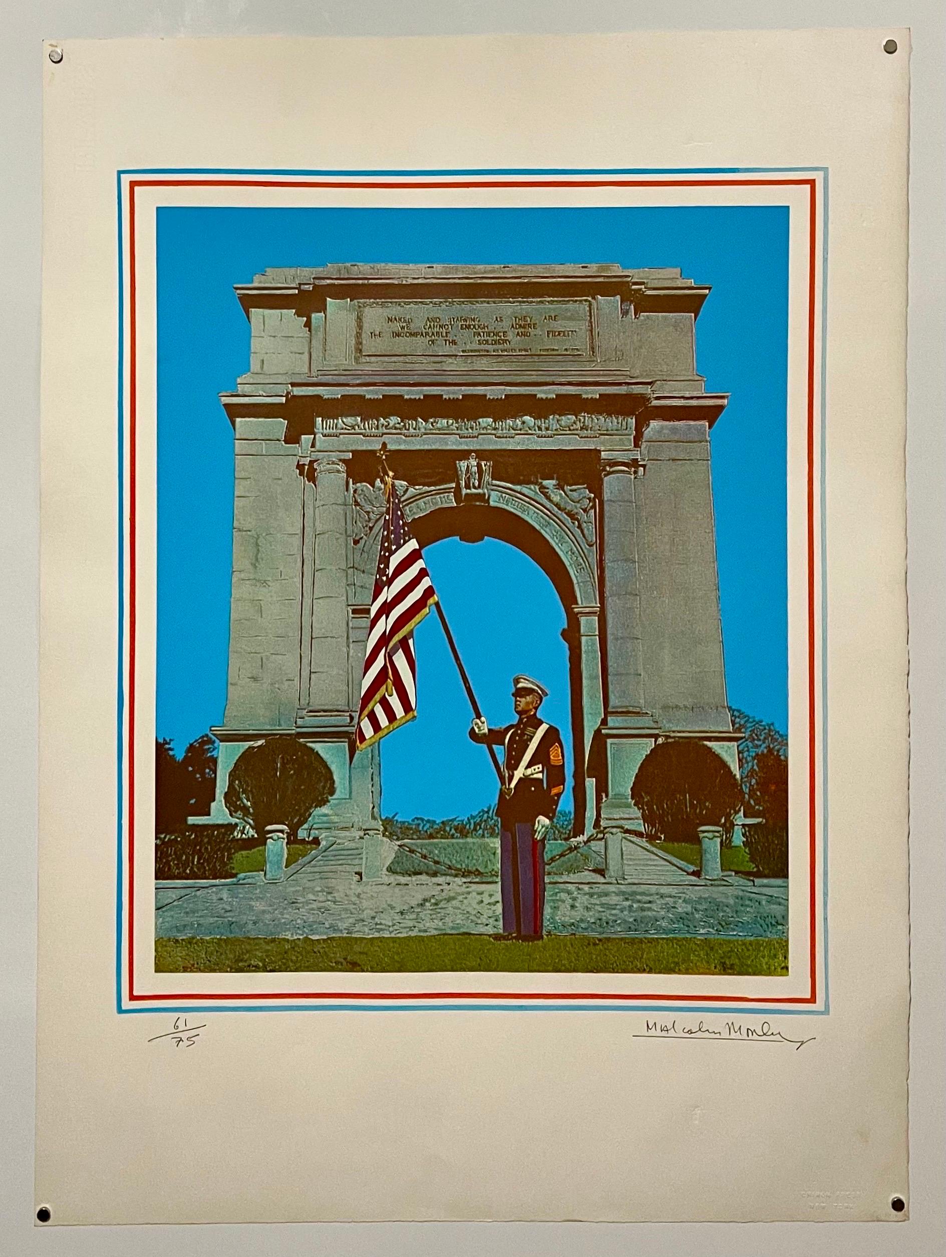 Malcolm Morley 1969 Vintage Pop Art britannique Sérigraphie Lithographie Marine w Flag en vente 1