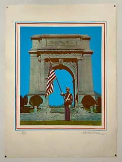 Malcolm Morley 1969 Vintage British Pop Art Siebdruck Lithographie Marine w Flagge