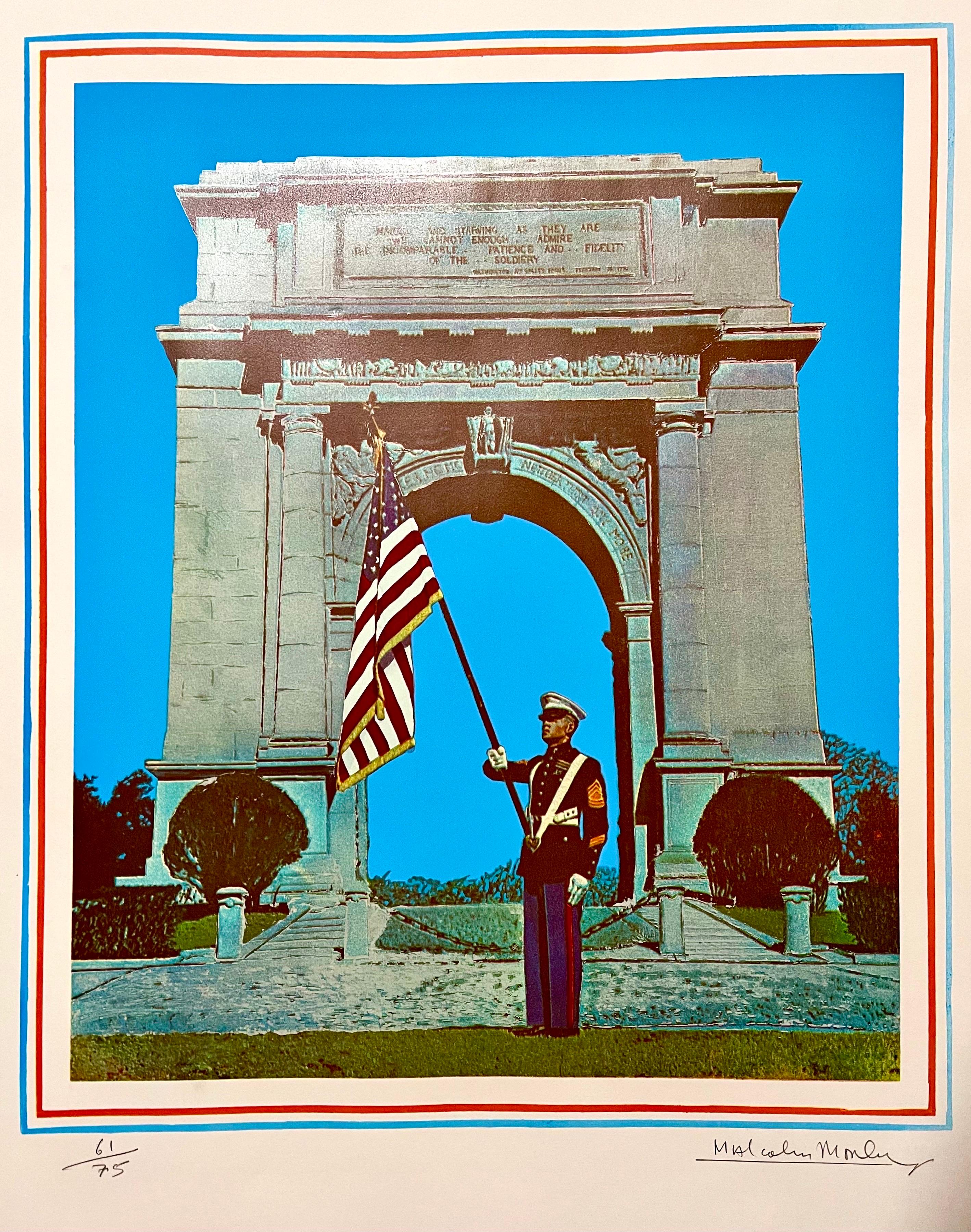 Malcolm Morley 1969 Vintage British Pop Art Screenprint Lithograph Marine w Flag