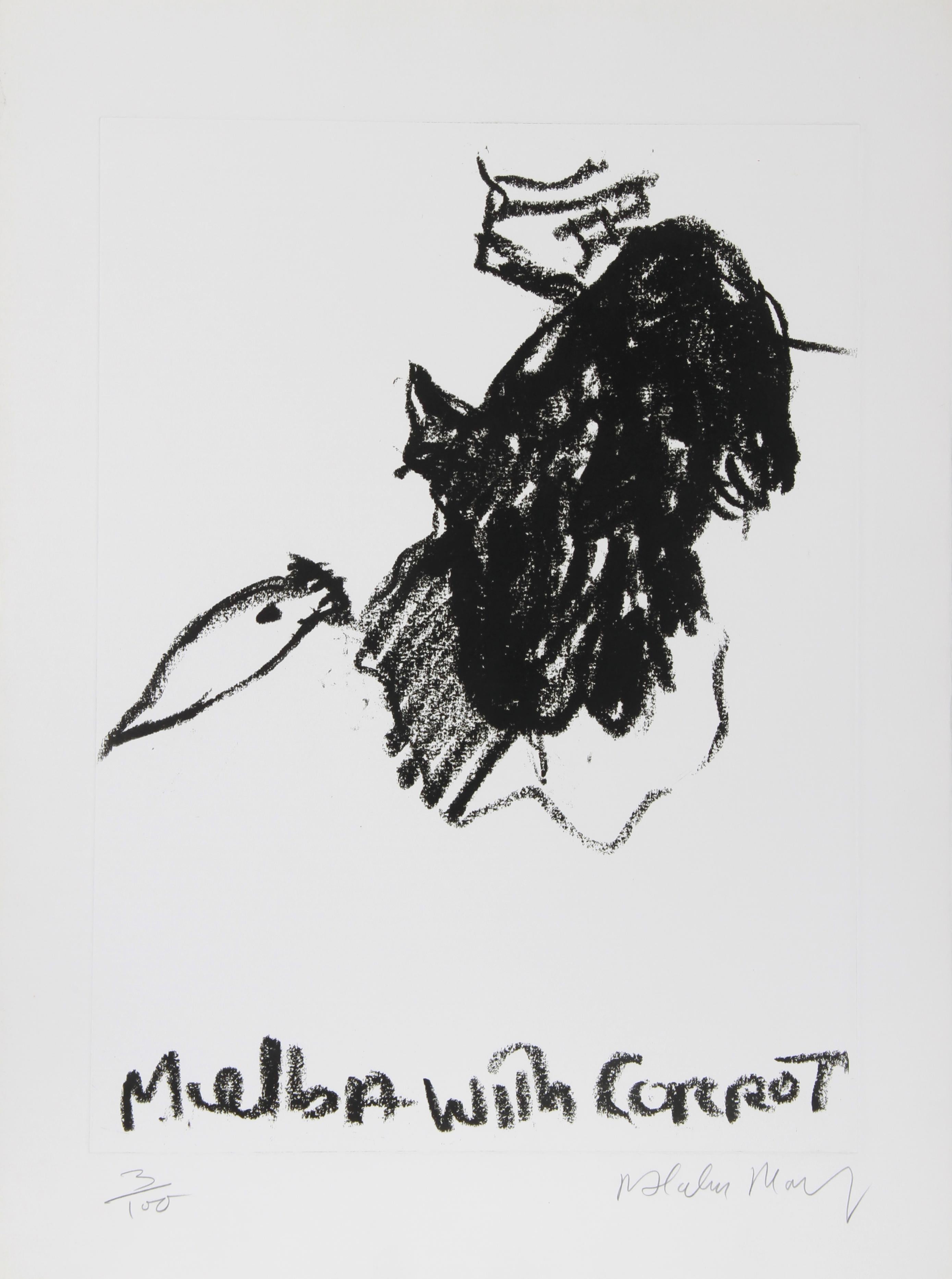 "Melba with Carrot" Etching by Malcolm Morley