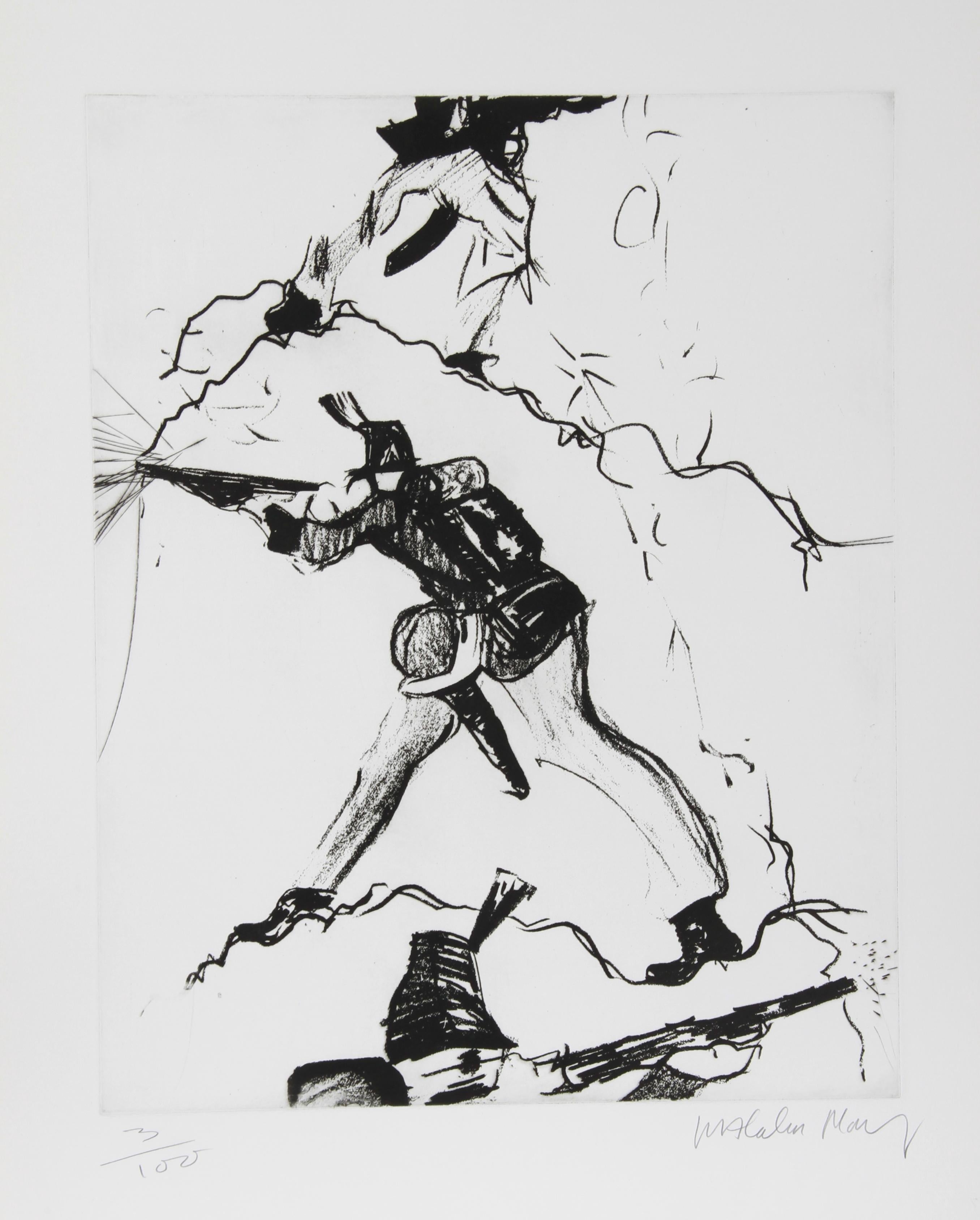 Artist: Malcolm Morley, British (1931 - 2018)
Title: Soldier
Year: Circa 1980
Medium: Etching, signed and numbered in pencil
Edition: 100
Image Size: 22 x 18 inches
Size: 30 in. x 22.5 in. (76.2 cm x 57.15 cm)