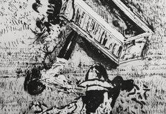 Tower and Horseman, Etching by Malcolm Morley