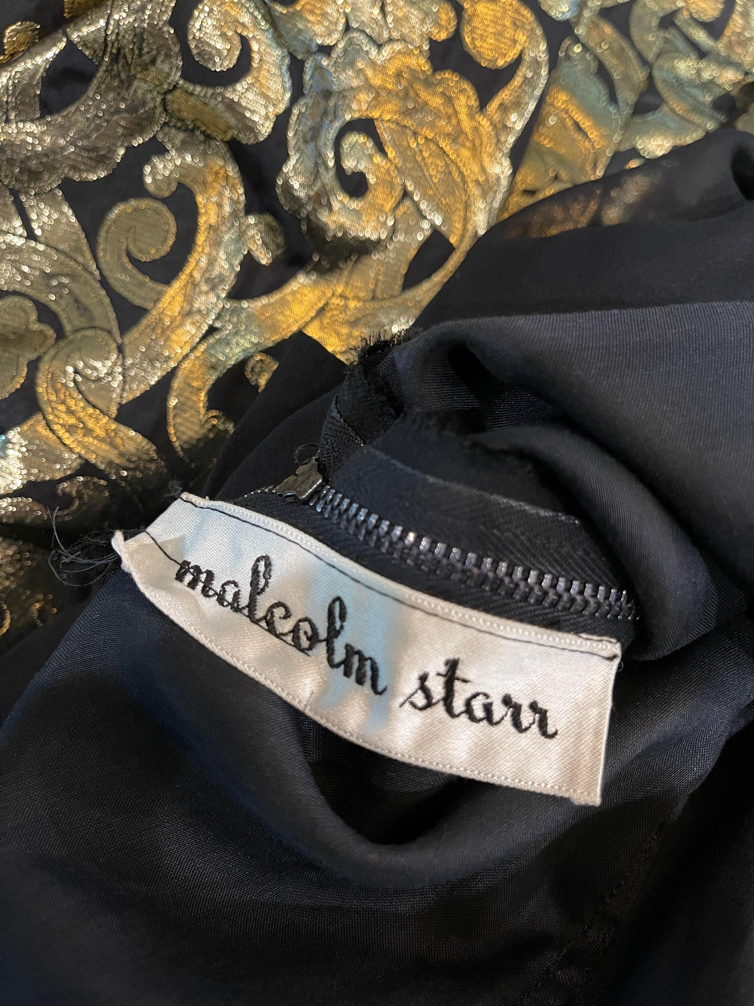 Malcolm Starr 1960s Black Silk Chiffon Grecian One Shoulder Vintage 60s Gown In Excellent Condition For Sale In San Diego, CA