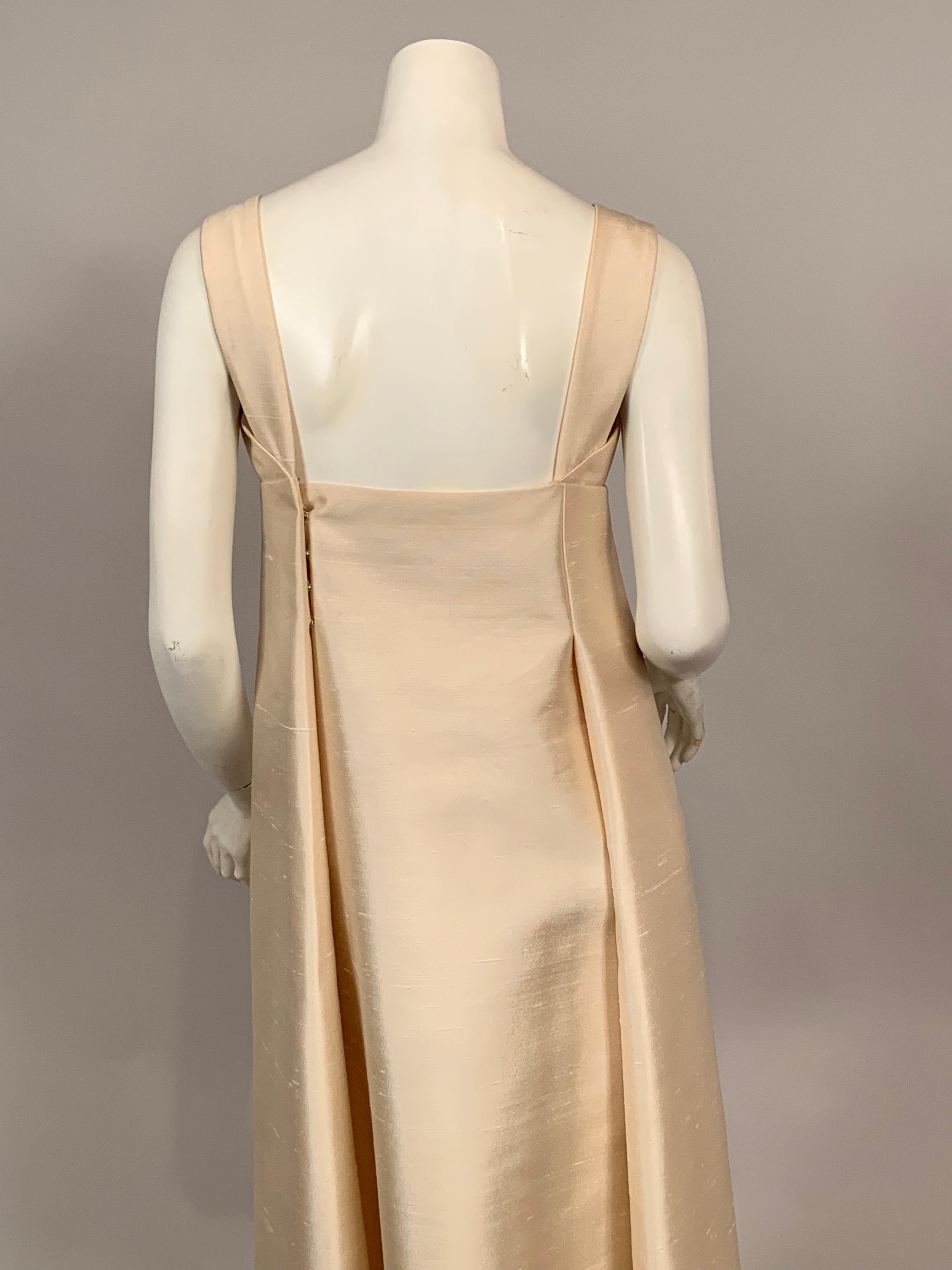 Malcolm Starr 1960's Ivory Silk Empire Waist Evening Gown with Diamante Trim 1