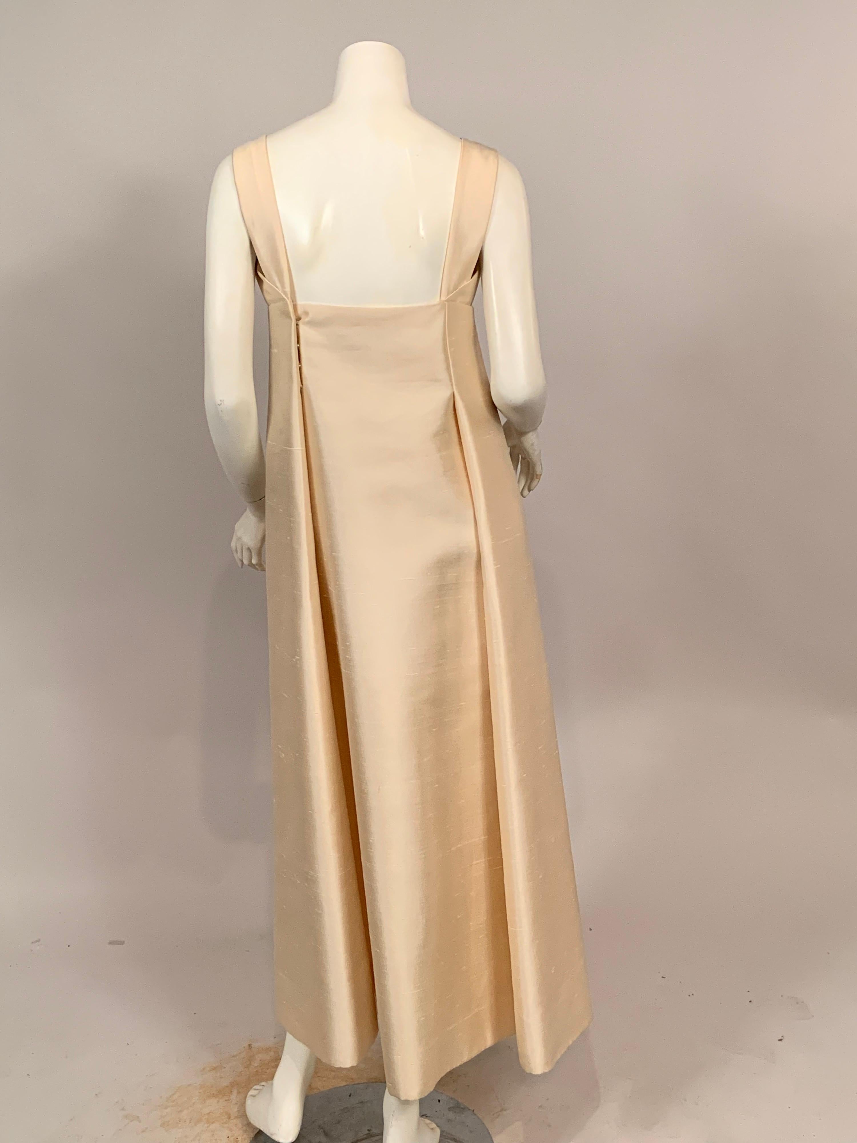 Malcolm Starr 1960's Ivory Silk Empire Waist Evening Gown with Diamante Trim 2