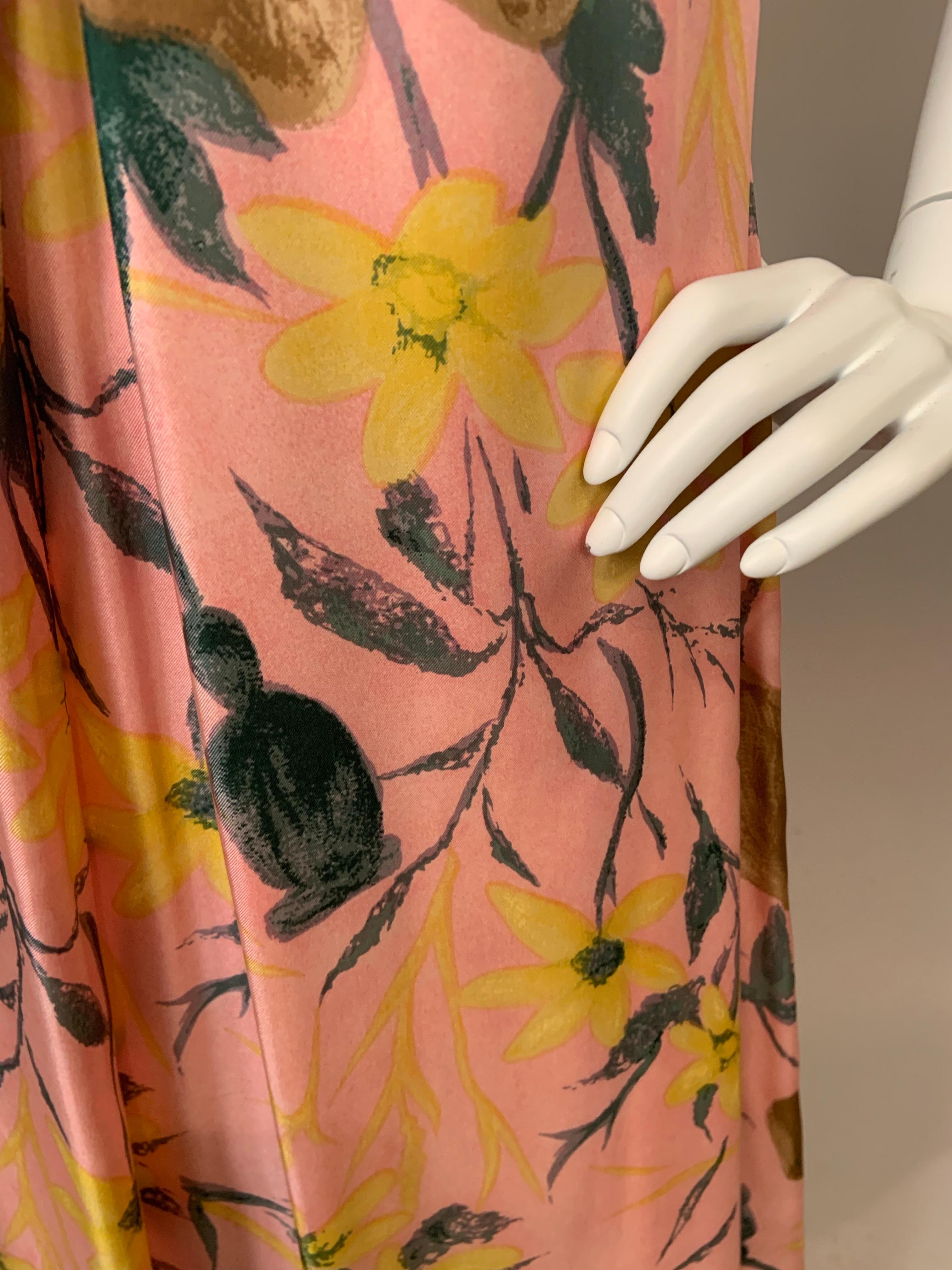 Malcolm Starr 1960's Rosa Seidenabendkleid mit Blumenmuster Damen im Angebot