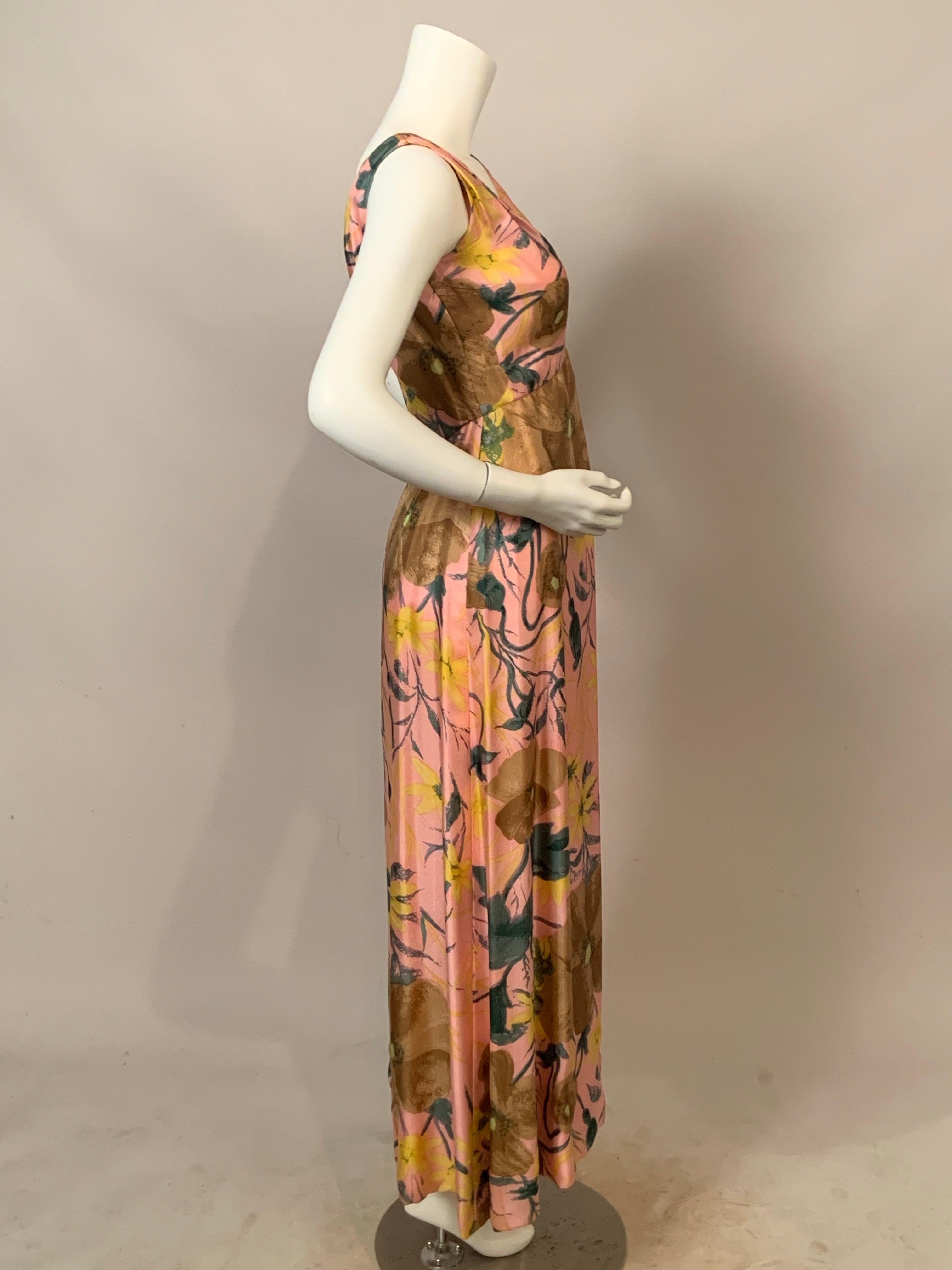 Malcolm Starr 1960's Rosa Seidenabendkleid mit Blumenmuster im Angebot 3