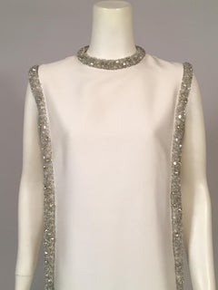 Malcolm Starr Beaded White Silk Evening Gown by Elinor Simmons Rare Larger Size