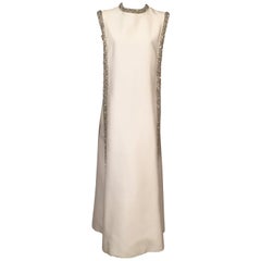Malcolm Starr Beaded White Silk Evening Gown by Elinor Simmons Rare Larger Size