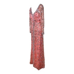 Malcolm Starr Early Pink Embellished Gown, 1970s