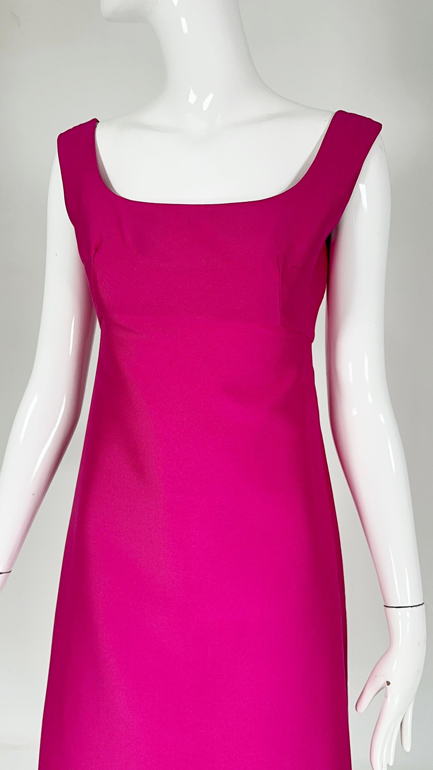 Malcolm Starr Fuchsia Pink Silk Twill Evening Dress Early 1960s For Sale 6