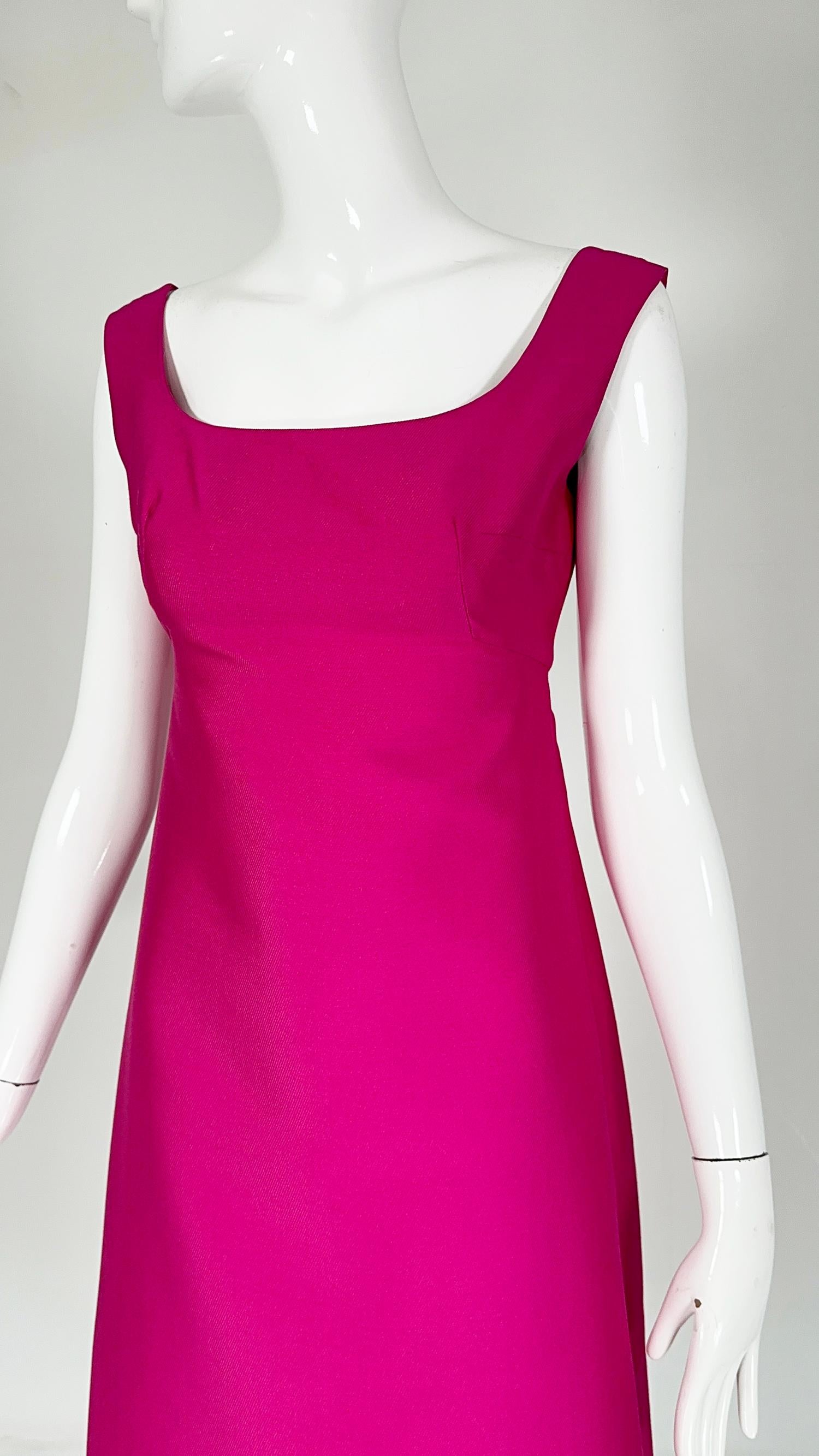 Malcolm Starr Fuchsia Pink Silk Twill Evening Dress Early 1960s For Sale 7
