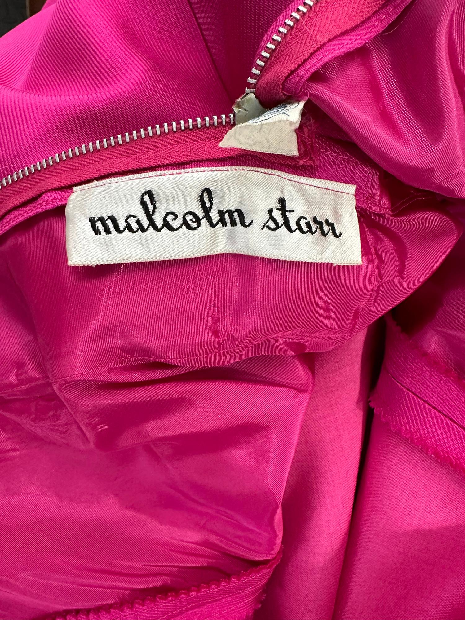 Malcolm Starr - Robe de soirée en sergé de soie rose fuchsia, début des années 1960 en vente 8