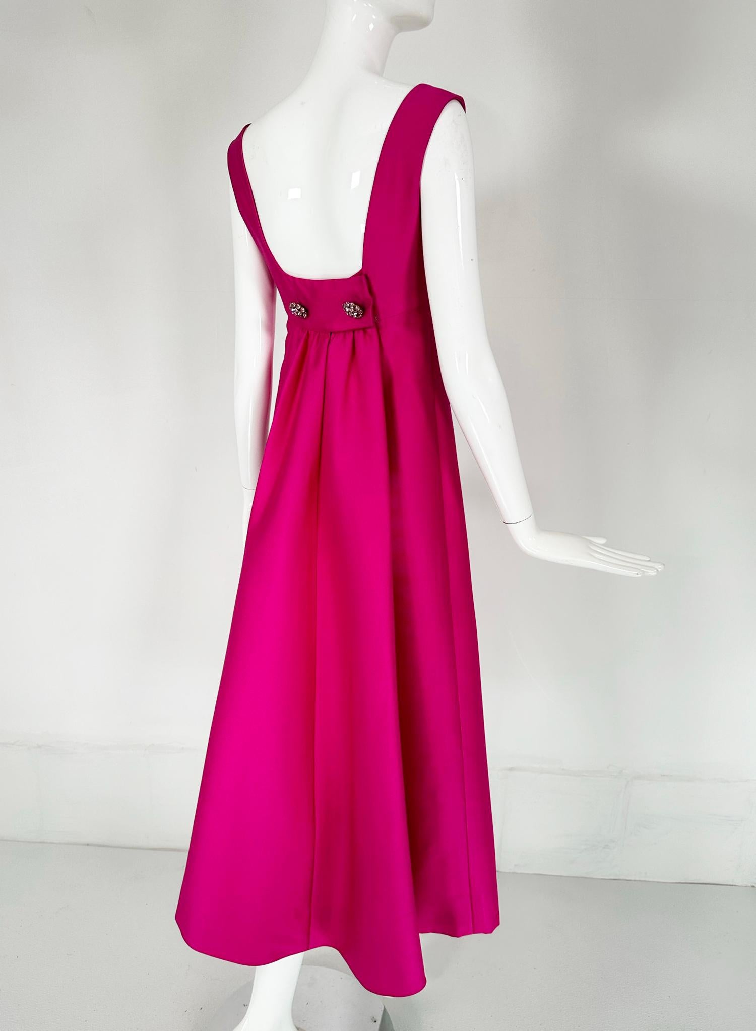 Malcolm Starr Fuchsia Pink Silk Twill Evening Dress Early 1960s For Sale 1