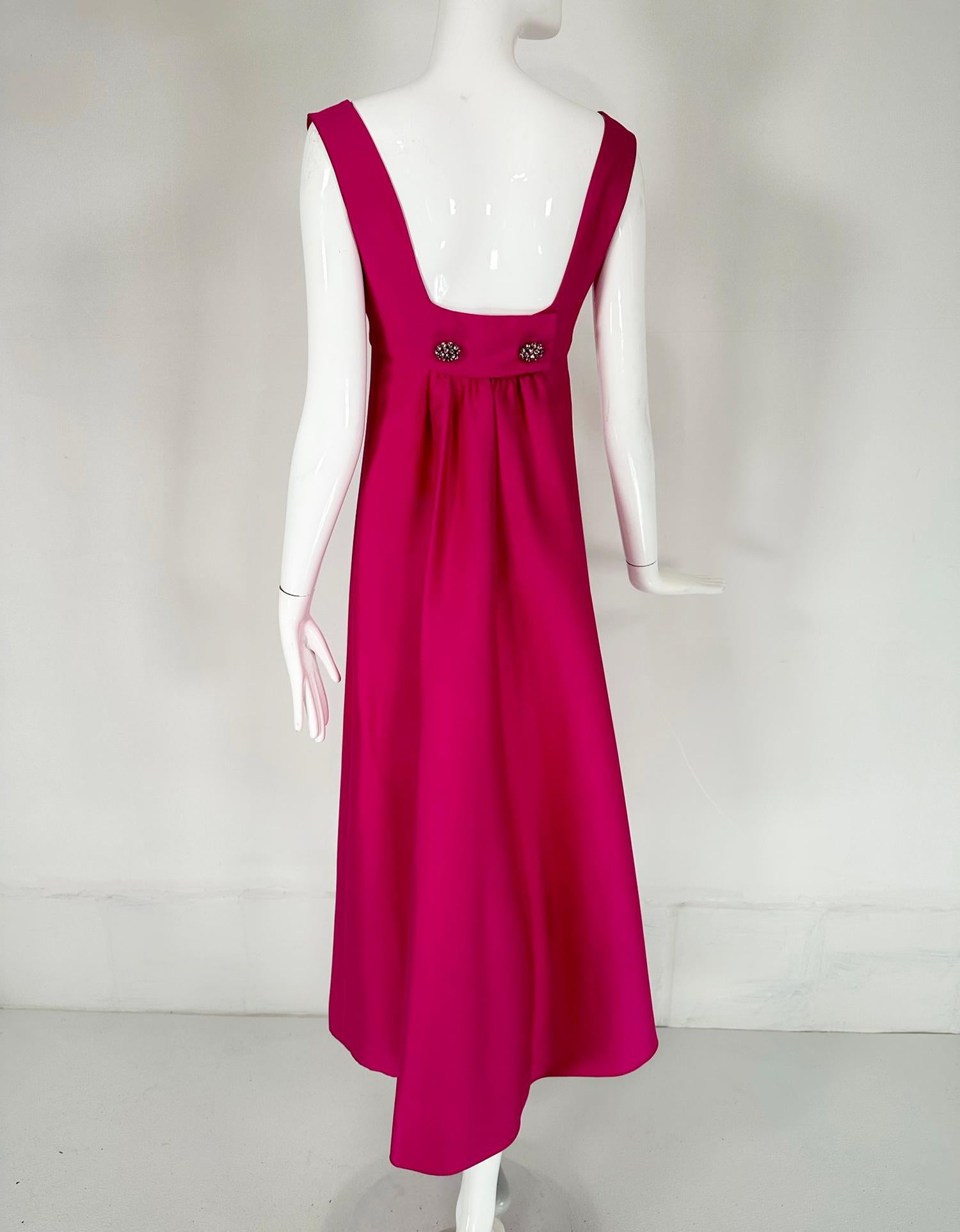 Malcolm Starr Fuchsia Pink Silk Twill Evening Dress Early 1960s For Sale 2