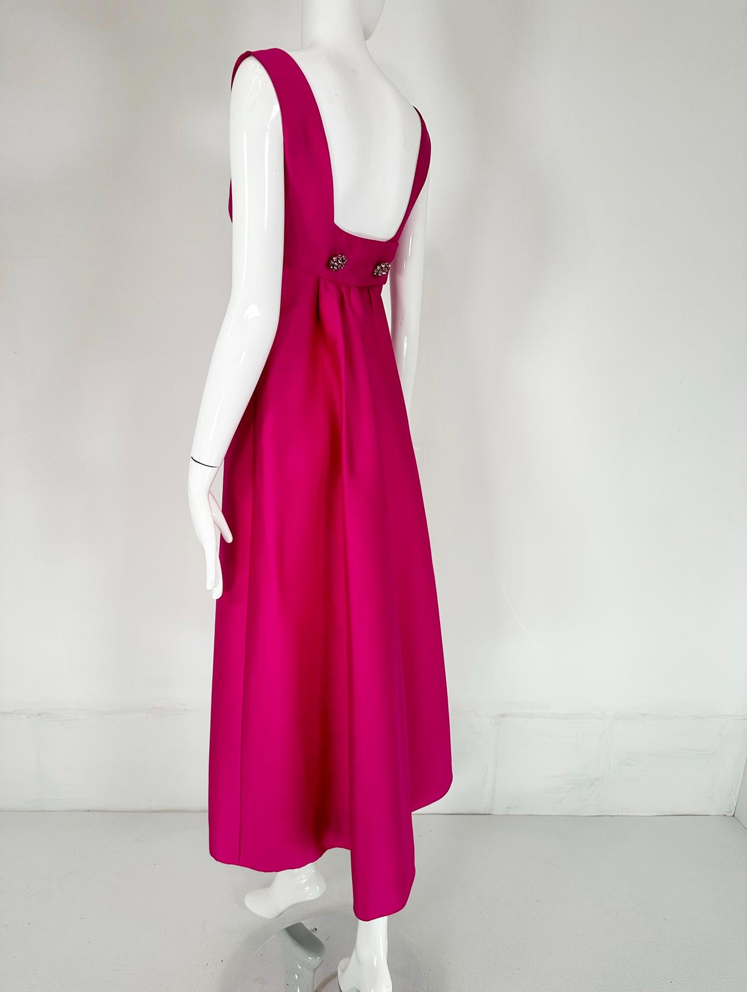 Malcolm Starr Fuchsia Pink Silk Twill Evening Dress Early 1960s For Sale 3