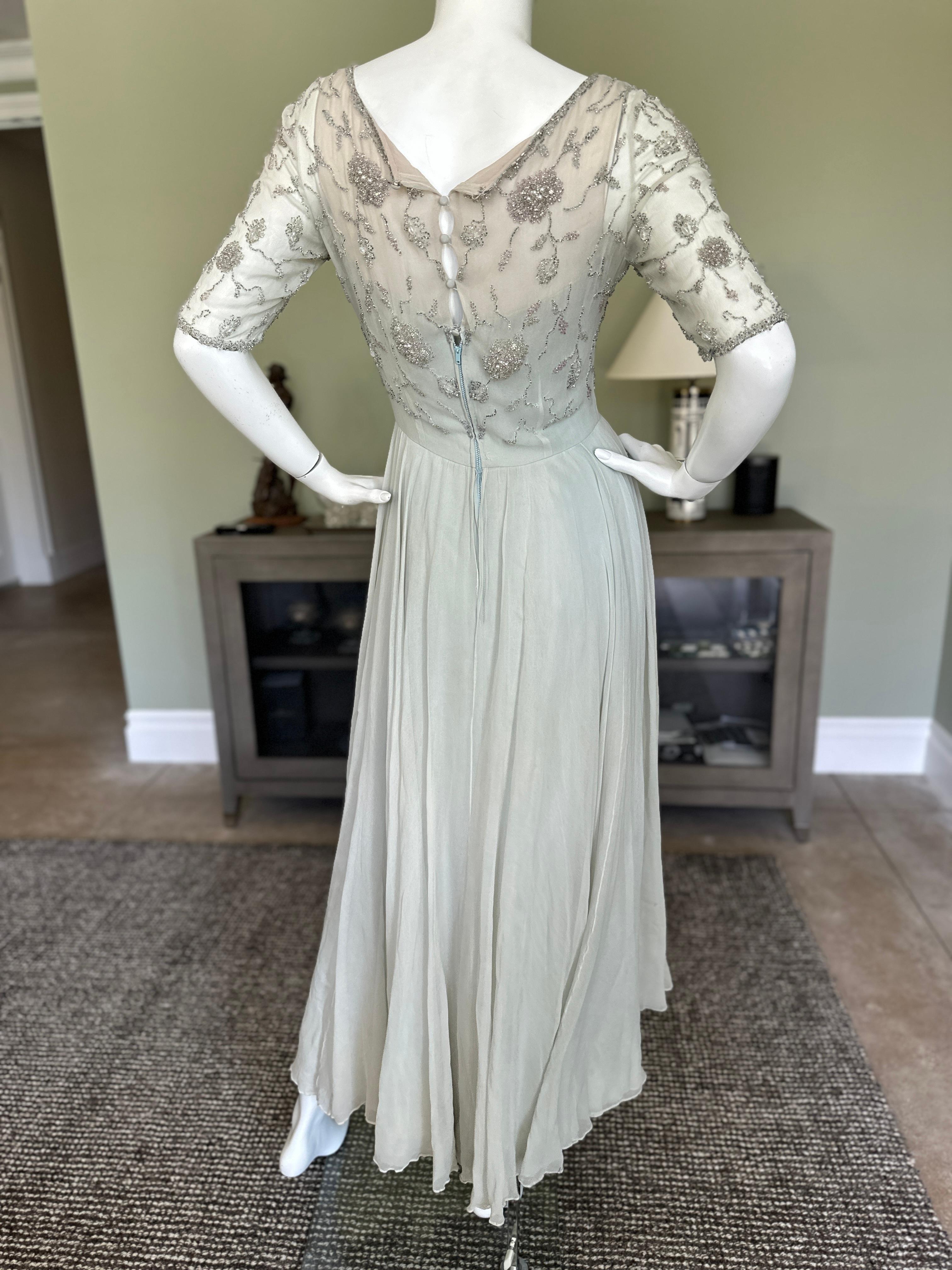  Malcolm Starr Vintage Evening Dress with Crystal Embellishments For Sale 6