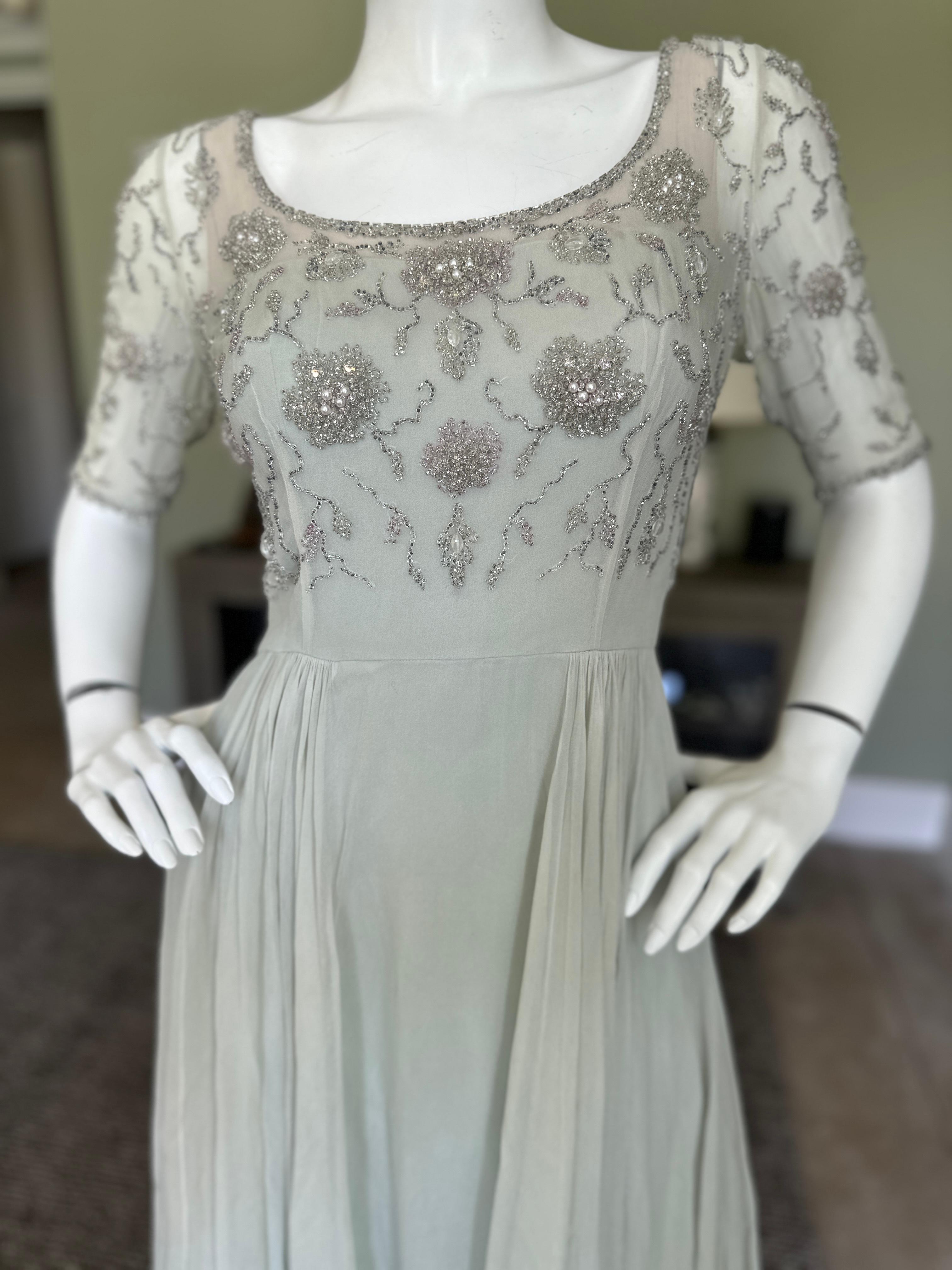 Malcolm Starr Vintage Evening Dress with Crystal Embellishments In Excellent Condition For Sale In Cloverdale, CA