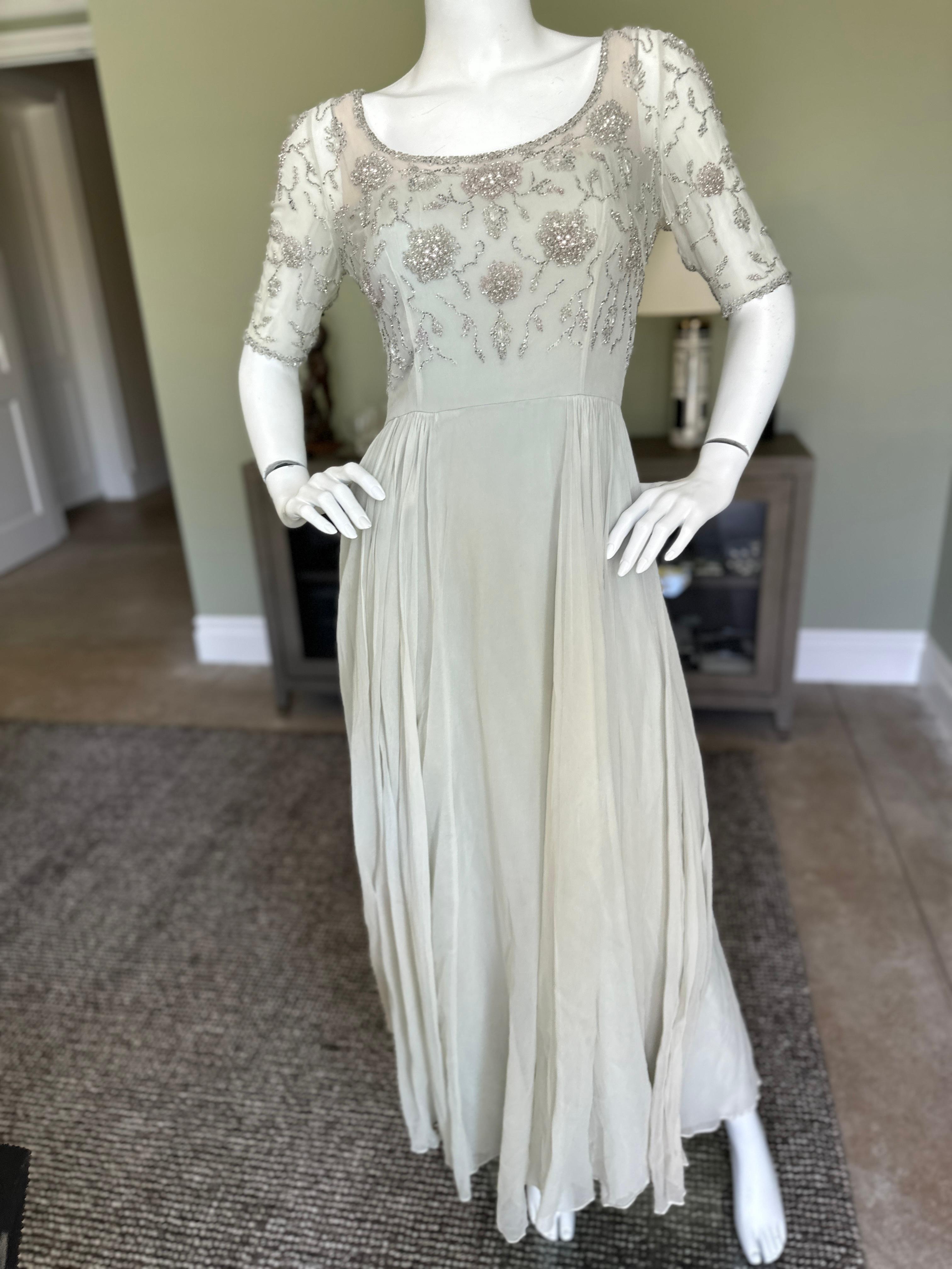  Malcolm Starr Vintage Evening Dress with Crystal Embellishments For Sale 4