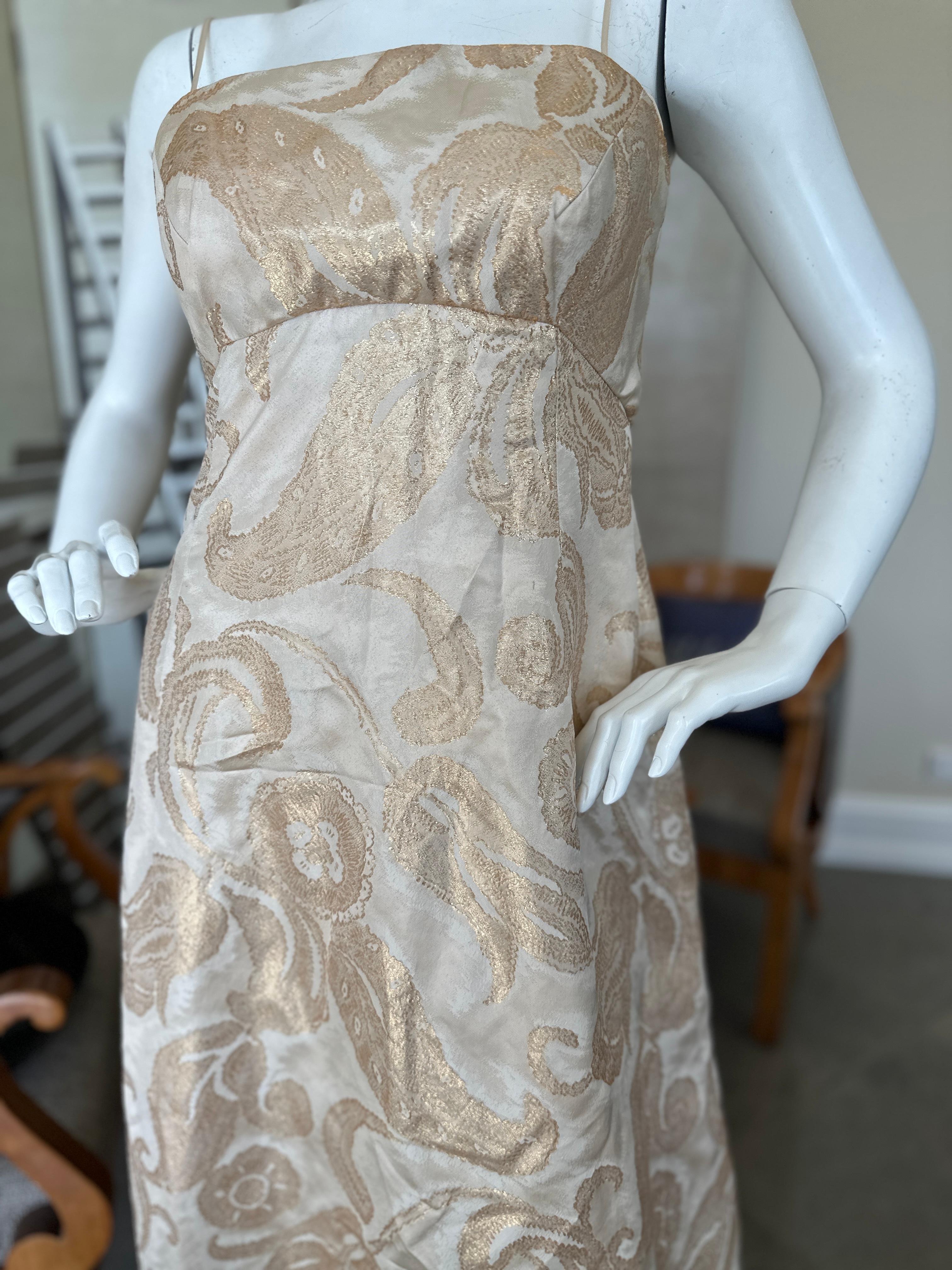  Malcolm Starr Vintage Gold Brocade Evening Dress In Excellent Condition For Sale In Cloverdale, CA