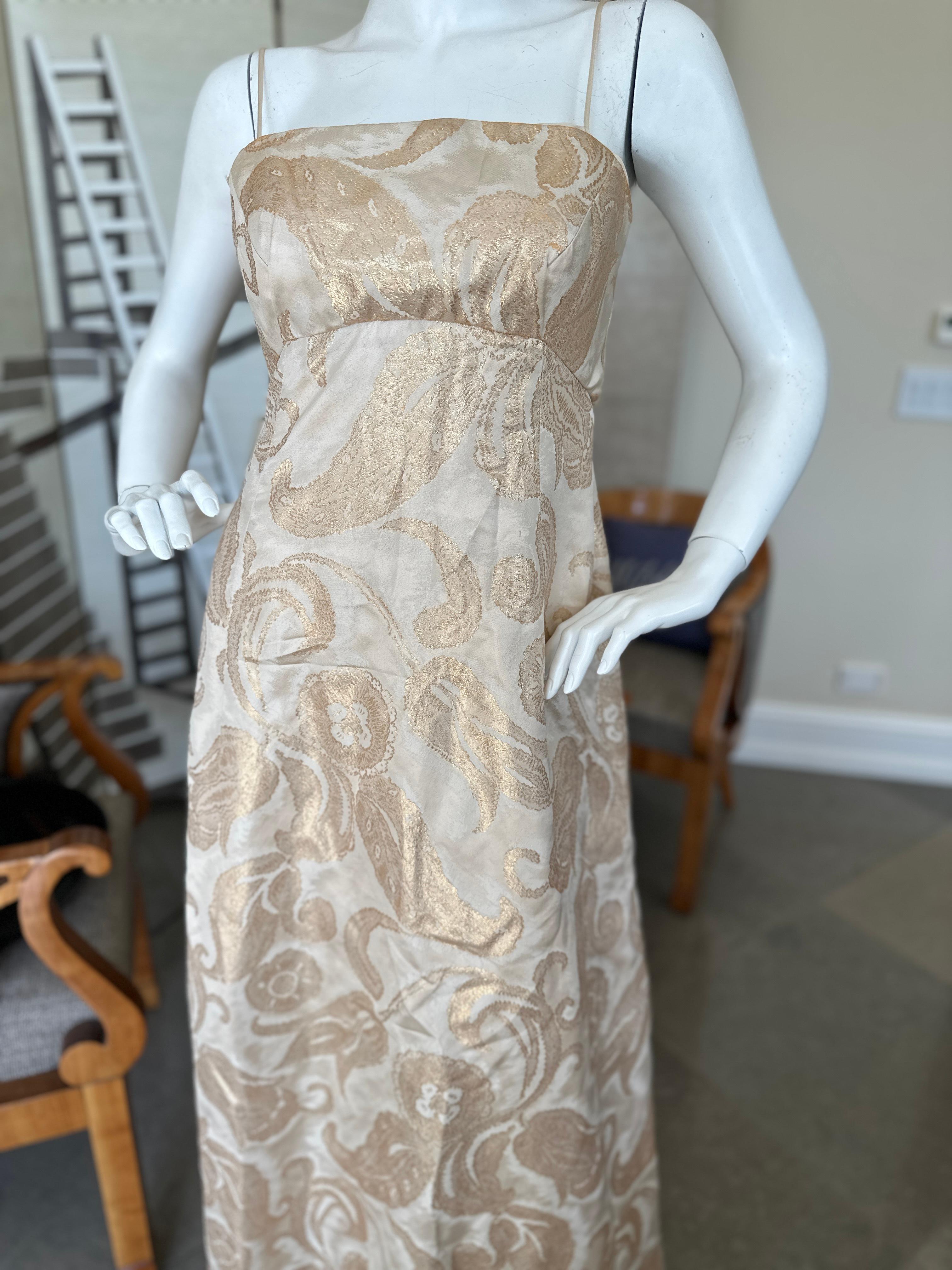 Women's  Malcolm Starr Vintage Gold Brocade Evening Dress For Sale