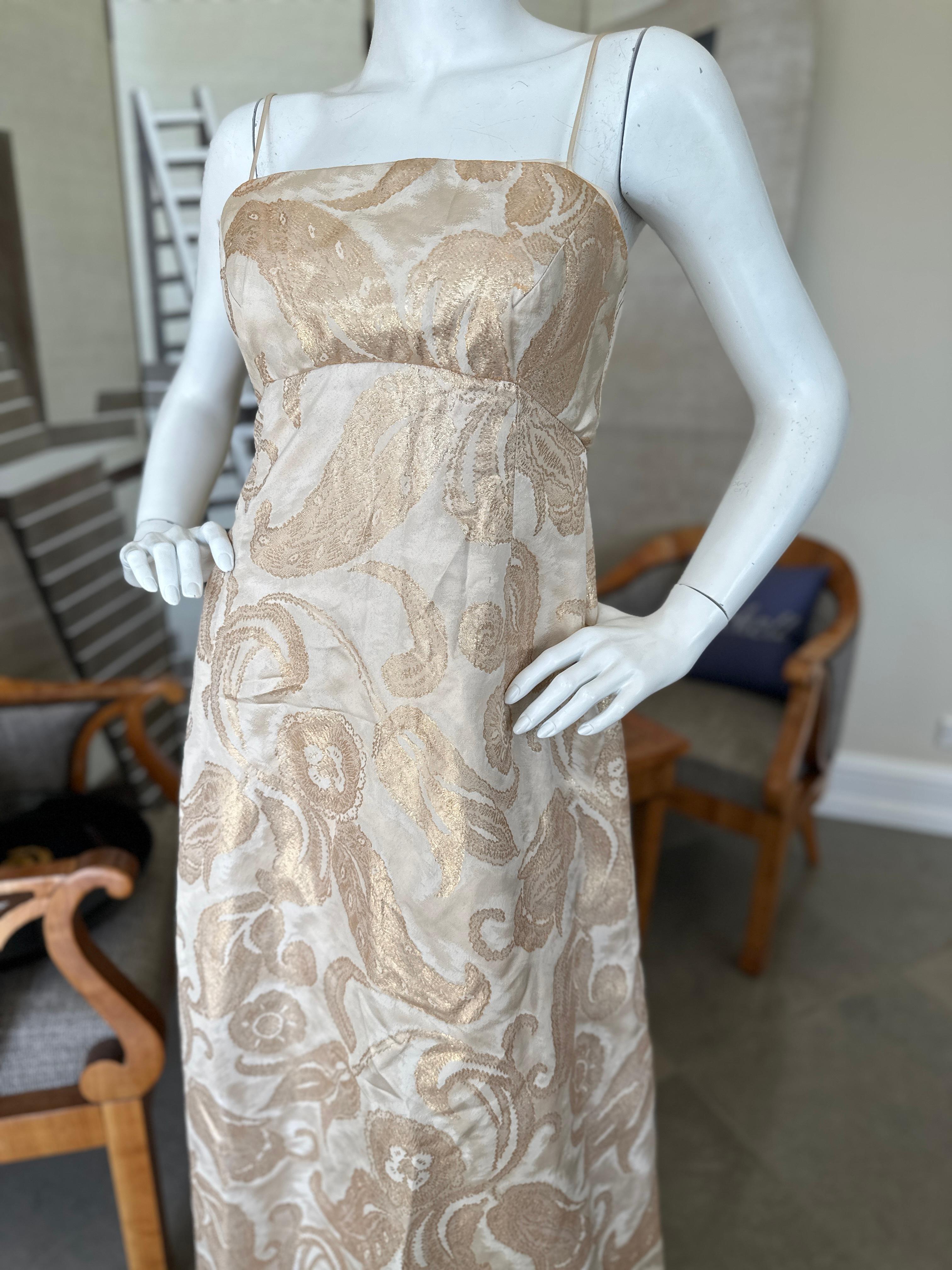  Malcolm Starr Vintage Gold Brocade Evening Dress For Sale 2