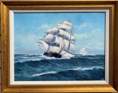 Listed American Artist Malcolm Waite (XX), oil painting, Seascape, Sailing Ship