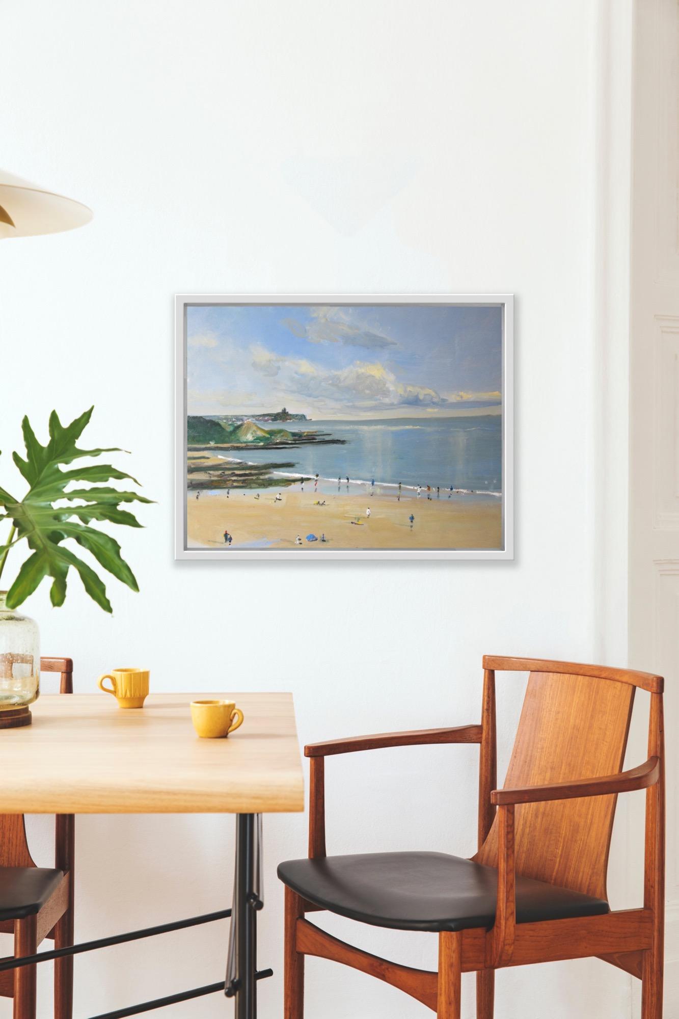 Cayton Bay, Juni 17, Originalgemälde, Landschaft, Meereslandschaft, Strand im Angebot 2