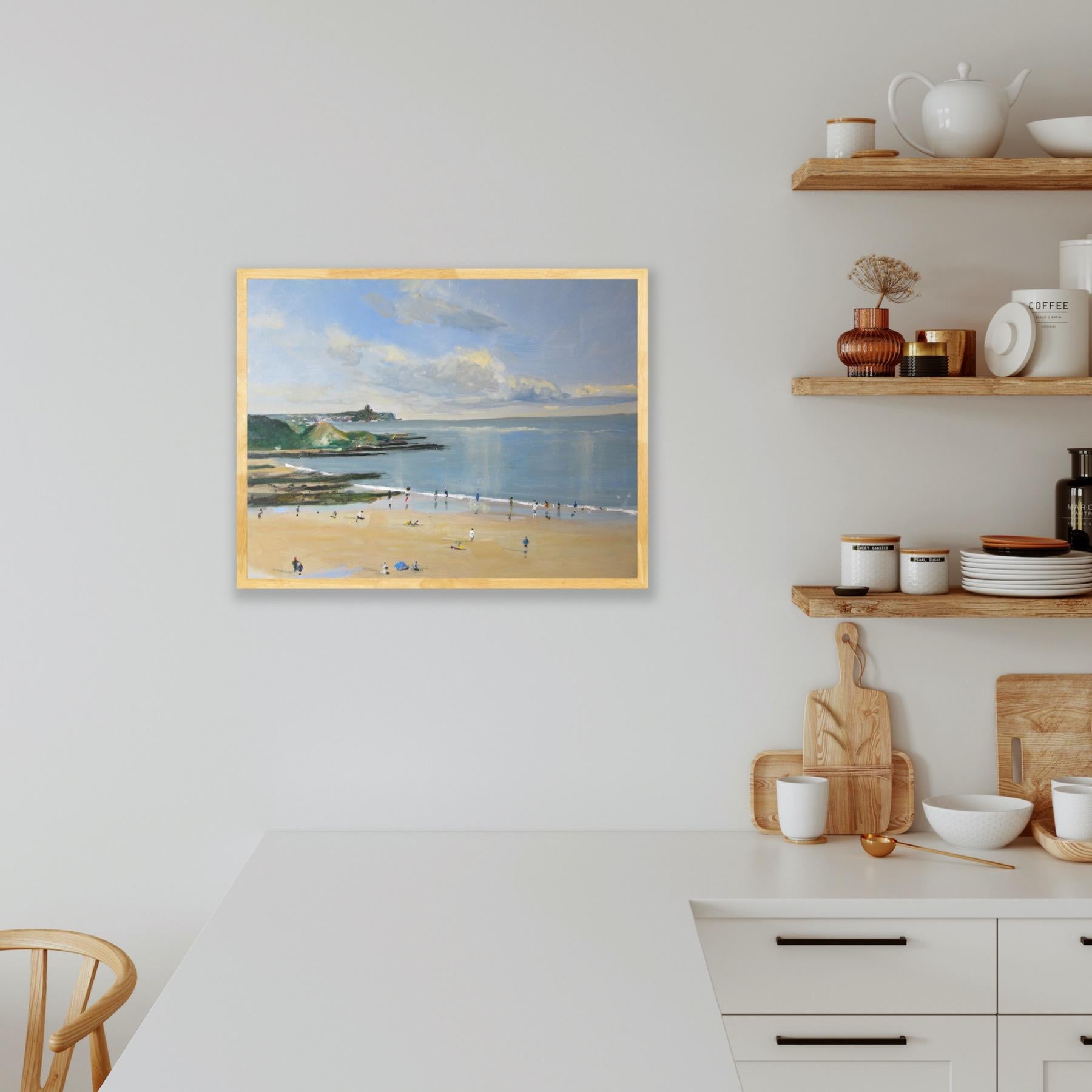 Cayton Bay, Juni 17, Originalgemälde, Landschaft, Meereslandschaft, Strand im Angebot 3