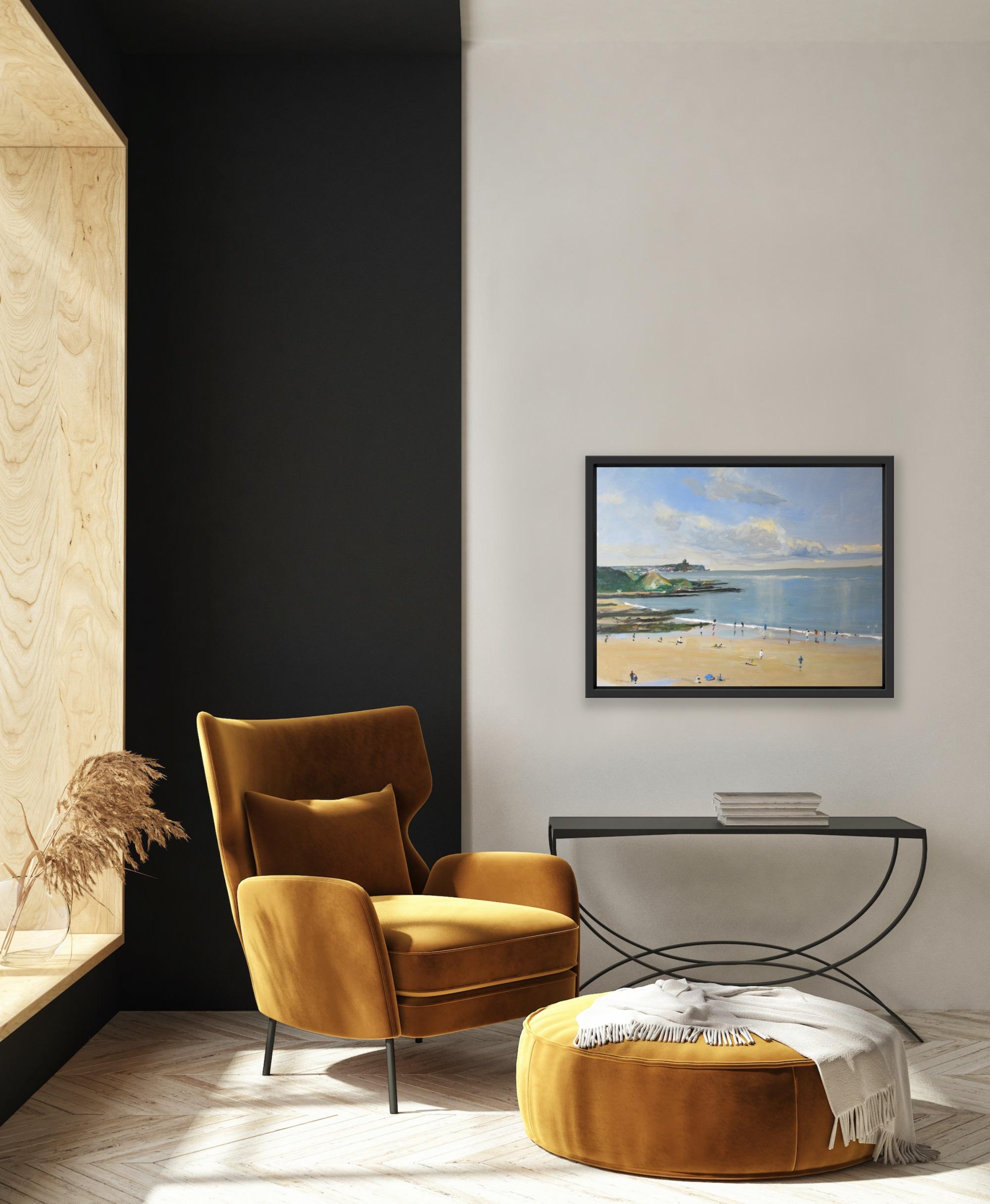 Cayton Bay, Juni 17, Originalgemälde, Landschaft, Meereslandschaft, Strand im Angebot 4
