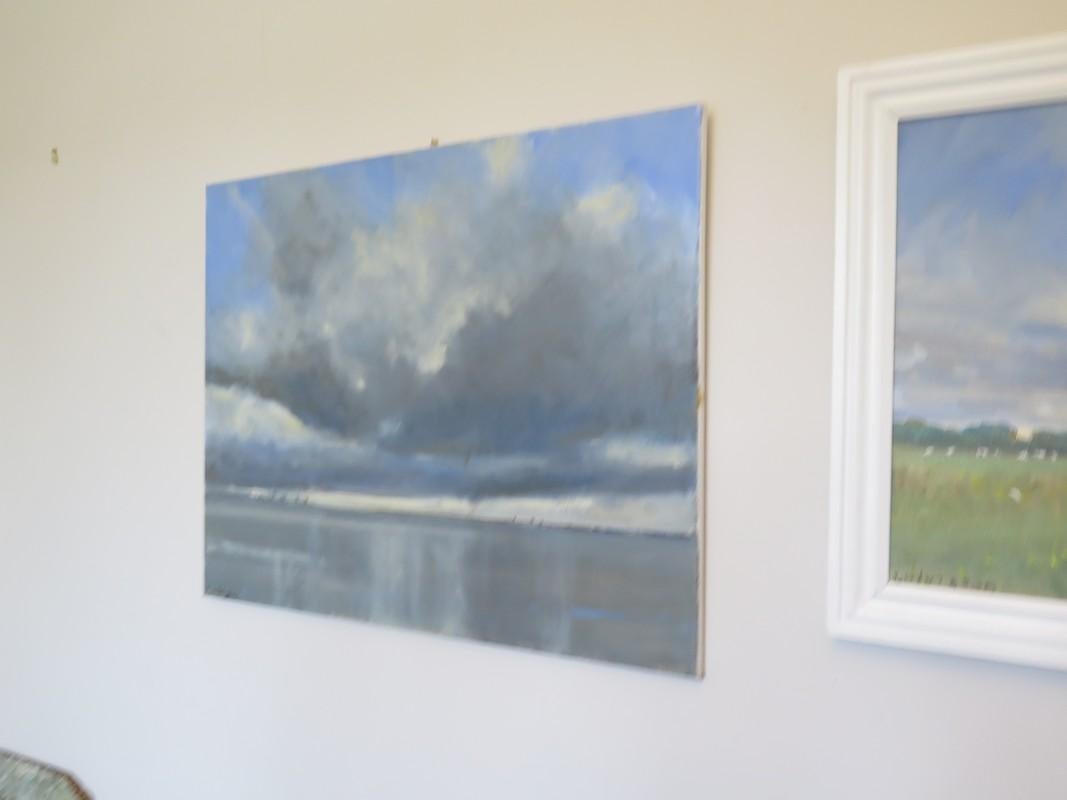 Coulds Over the Humber with Oil on Canvas, Painting by Malcom Ludvigsen For Sale 1