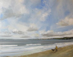 Bahía de Filey, 19 de marzo, Pintura original, Paisaje, Paisaje marino, Playa