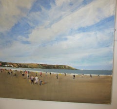 Filey Beach, July 29, Peinture originale, Paysage, Seascape, Beach