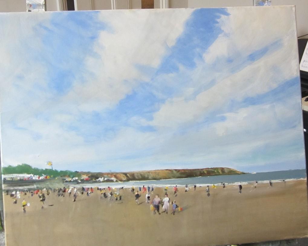 Playa de Filey, 29 de julio, Pintura original, Paisaje, Paisaje marino, Playa en venta 3