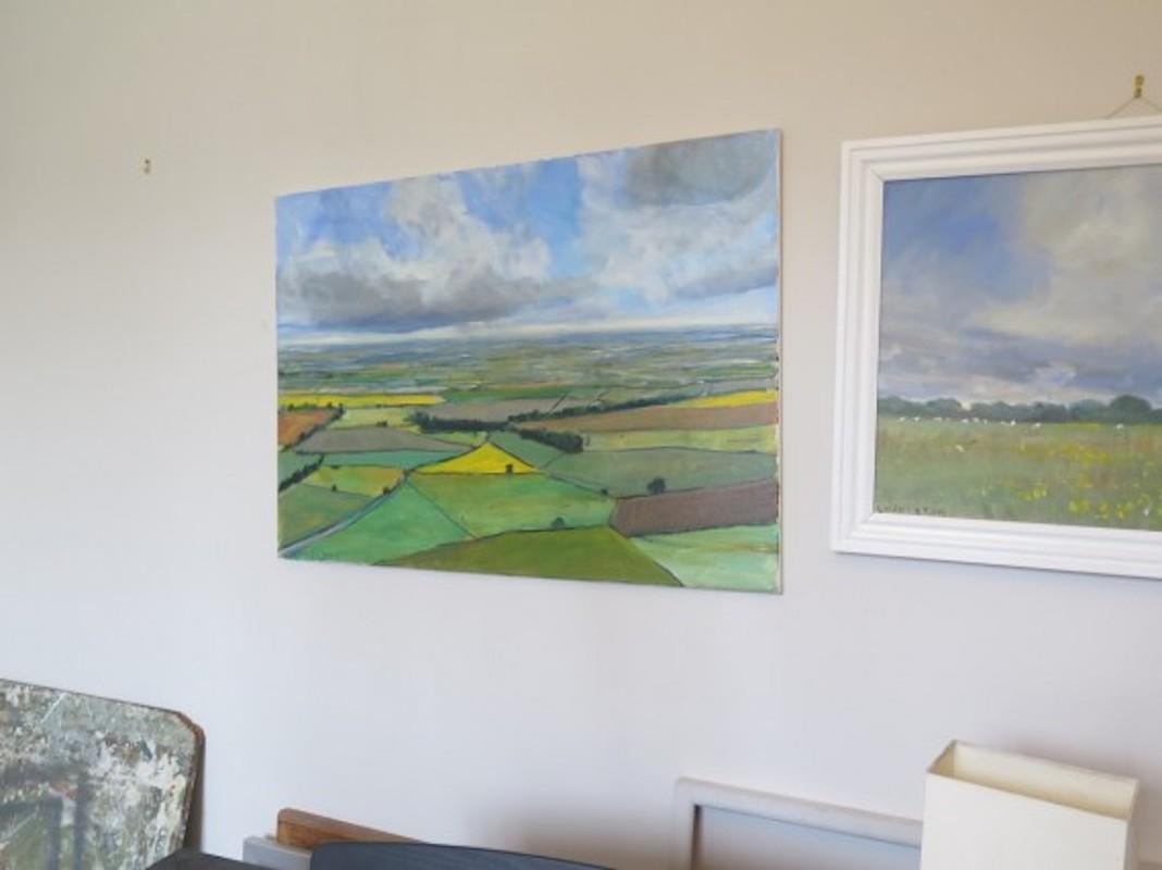 De Sutton Bank, peinture originale, art de paysage, art abordable, champs  en vente 1