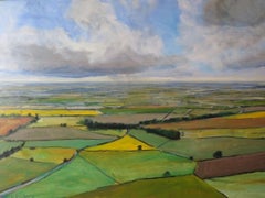 De Sutton Bank, peinture originale, art de paysage, art abordable, champs 