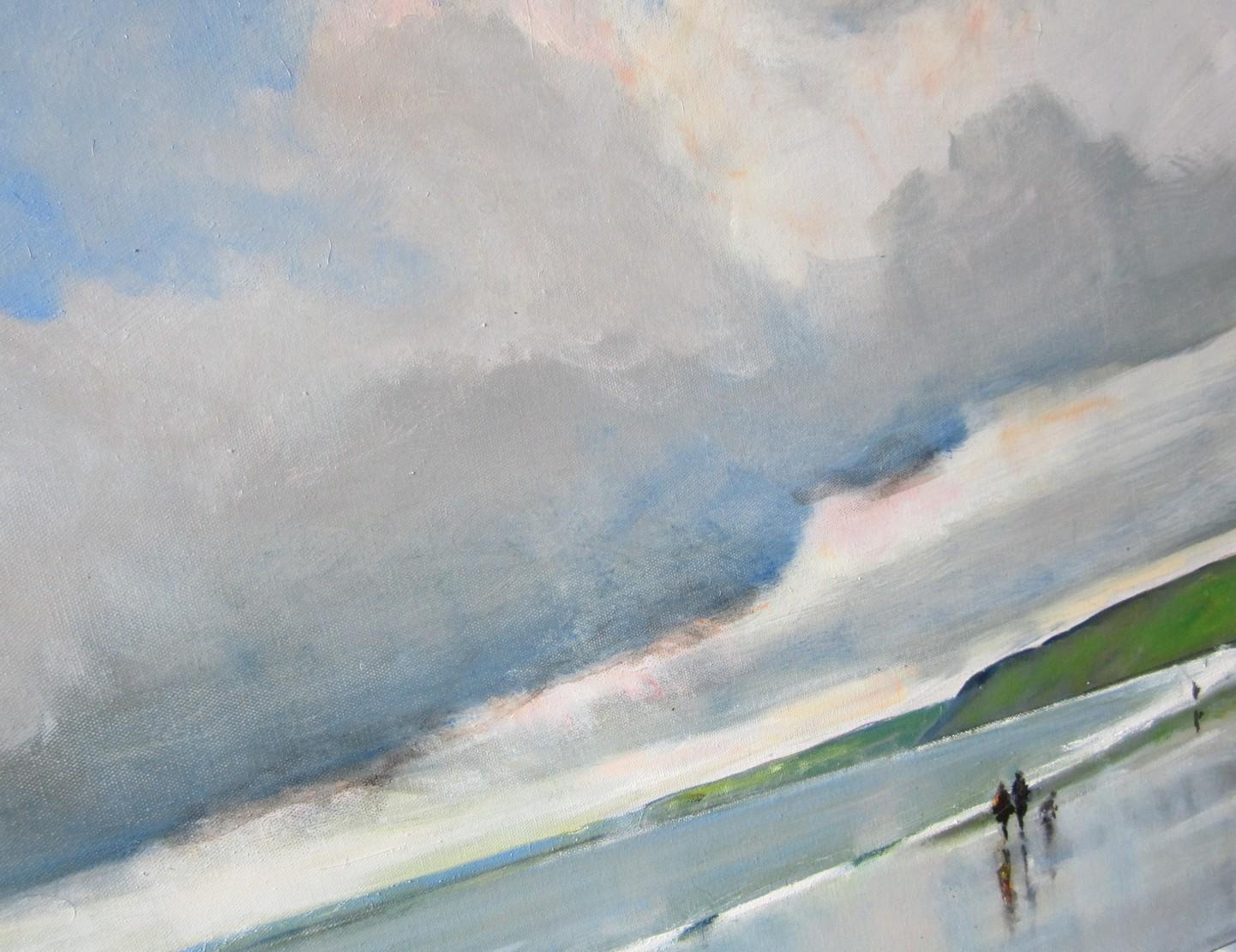 Scarborough, 22 de julio, Pintura original, Paisaje, Paisaje marino, Playa - Landscape Painting Gris de Malcom Ludvigsen