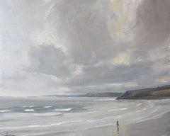 Scarborough, 5 marzo, Pittura originale, Paesaggio, Paesaggio marino, Spiaggia
