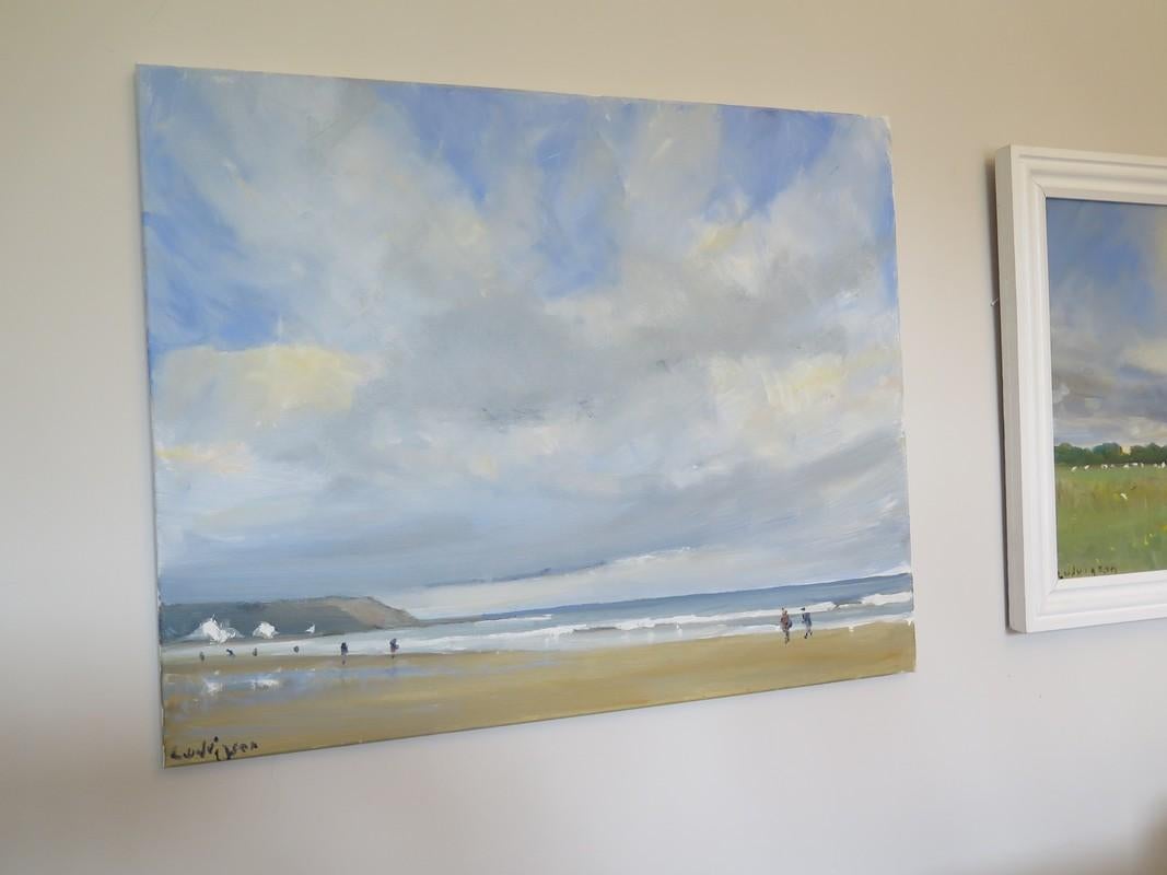 Scarborough, North Beach with Oil on Canvas, Painting by Malcom Ludvigsen For Sale 1