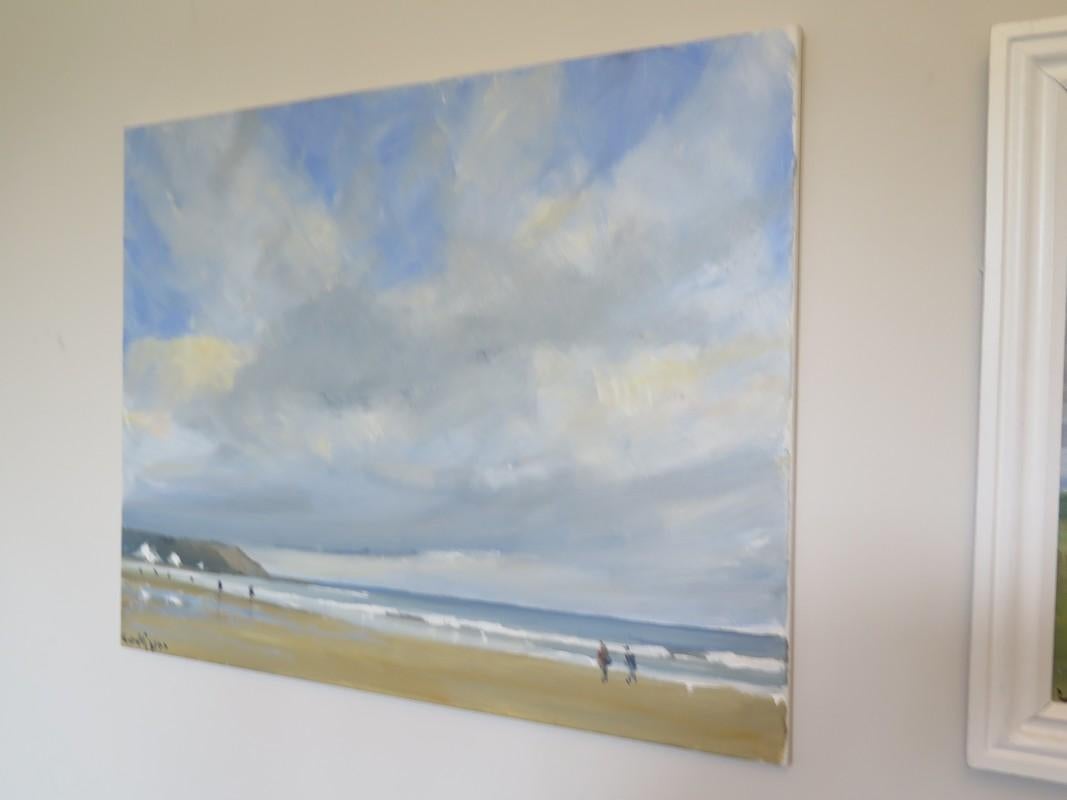 Scarborough, North Beach with Oil on Canvas, Painting by Malcom Ludvigsen For Sale 2