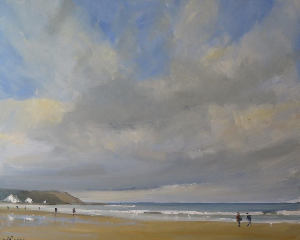 Scarborough, North Beach with Oil on Canvas, Painting by Malcom Ludvigsen