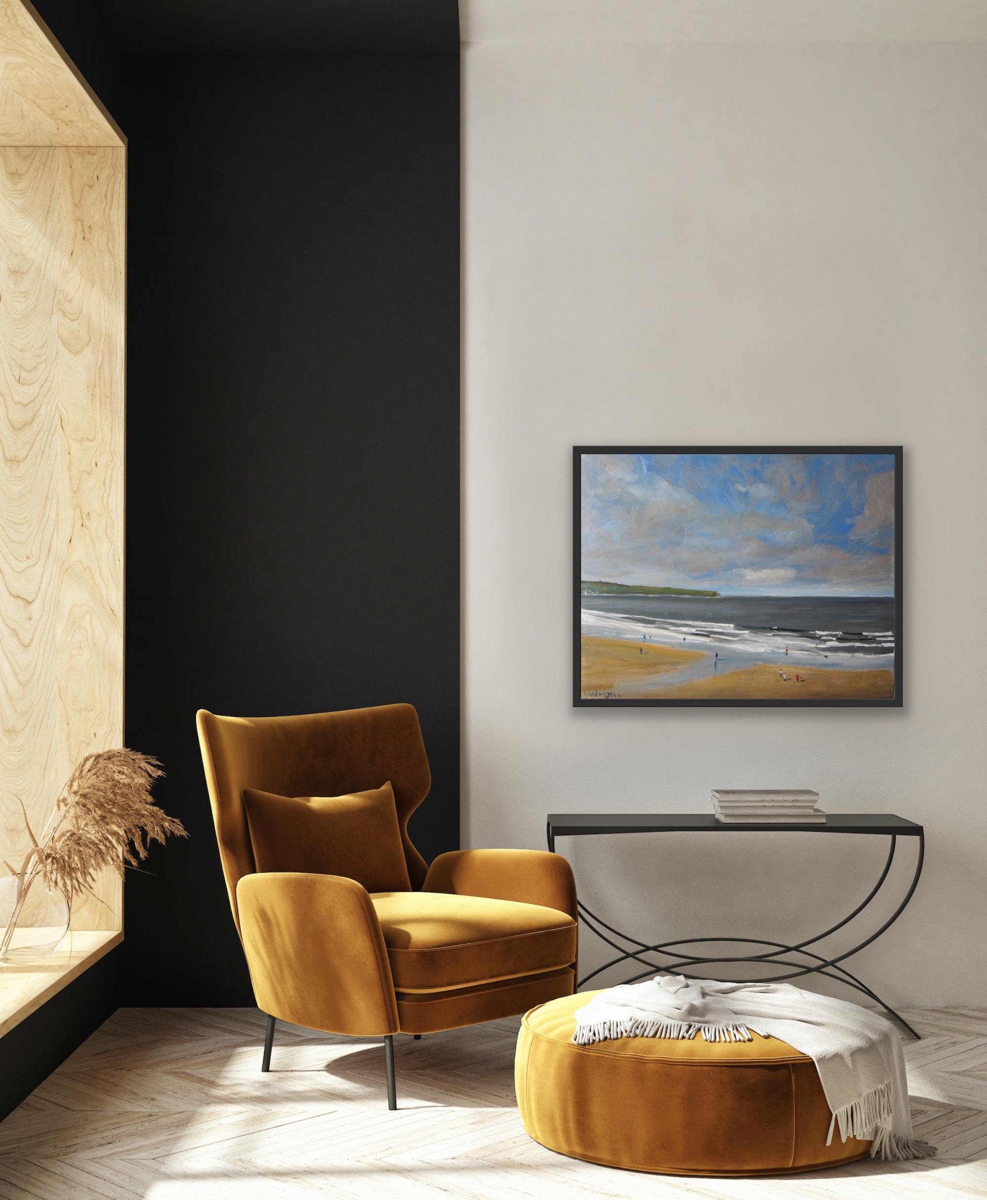 Spiaggia di Whitby, 4 agosto, Quadro originale, Paesaggio, Paesaggio marino, Spiaggia in vendita 2