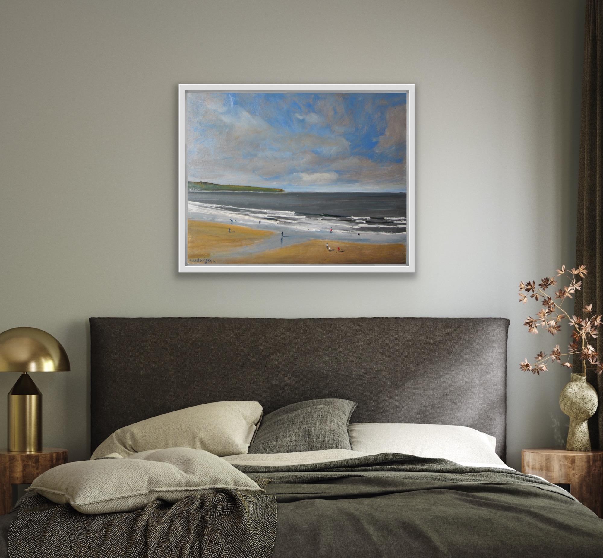 Spiaggia di Whitby, 4 agosto, Quadro originale, Paesaggio, Paesaggio marino, Spiaggia in vendita 3