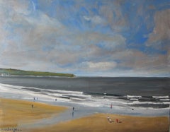 Playa de Whitby, 4 de agosto, Pintura original, Paisaje, Paisaje marino, Playa