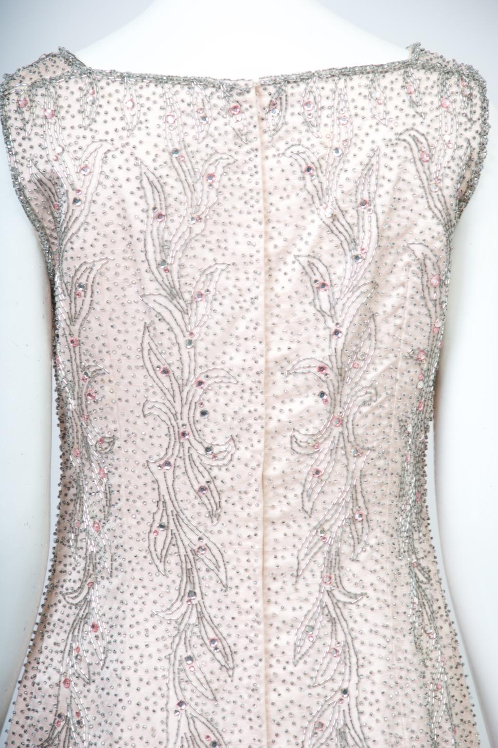 Malcom Starr 1960er Rosa perlenbesetztes Kleid im Angebot 2